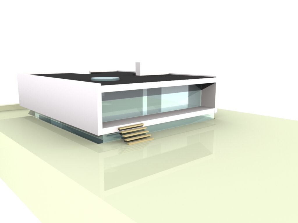 Arkitekttegnet skitseforslag, ideoplæg fra arkitekt, minimalistisk villa