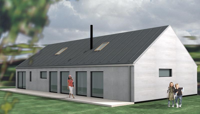 3d visualisering af arkitekttegnet hus
